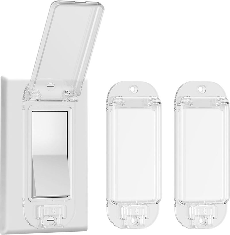 LRANFOW 2 Light Switch Guard Cover, Baby Proof Wall Switch Cover Guard for Rocker Light Switch Protects Your Lights or Circuits from Being Accidentally Turned On or Off - Image 1